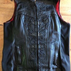 Leather vest with skid pad